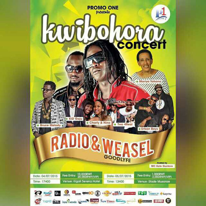 Abahanzi b'Abagande Radio&Weasel baragera mu Rwanda uyu munsi baje mu "Kwibora Concert".