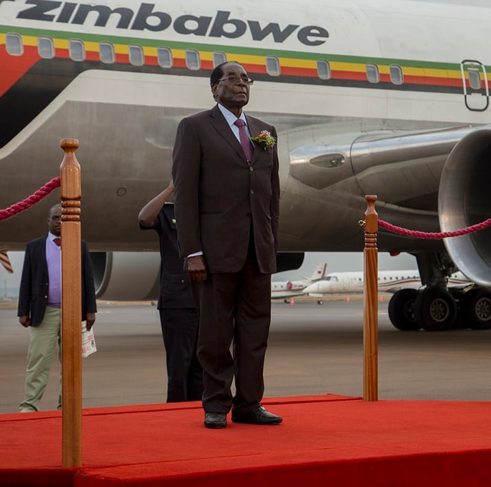 Perezida Robert Mugabe ubwo yageraga i Kigali.