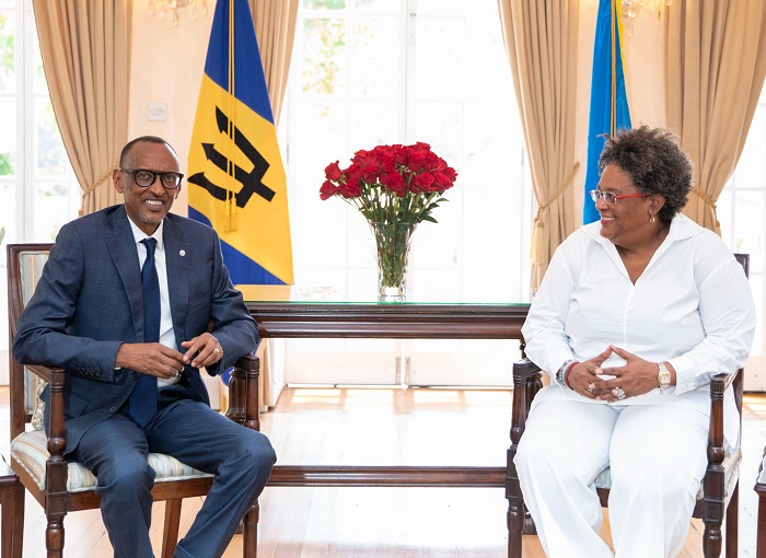 Perezida Kagame na Minisitiri w'Intebe wa Barbados, Mia Amor Mottley