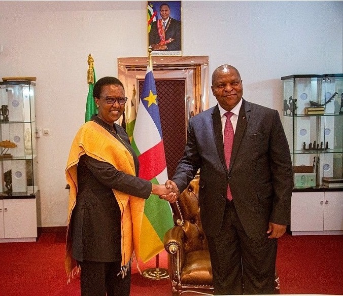 Amb. Rugwabiza yakiriwe na Perezida Touadéra
