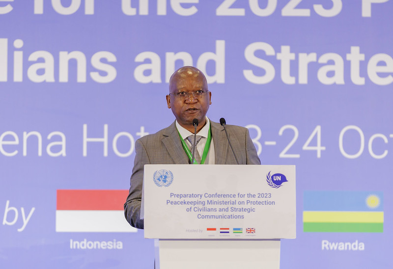 Minisitiri w'Ingabo w'u Rwanda, Juvenal Marizamunda ageza ijambo ku bitabiriye inama
