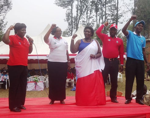 Aba bakandida 5 bari mu bamamazwa na FPR-Inkotanyi barimo bane b'uyu muryango ndetse n'umwe (uri iburyo) wo mu ishyaka PSR ryifatanyije na FPR.