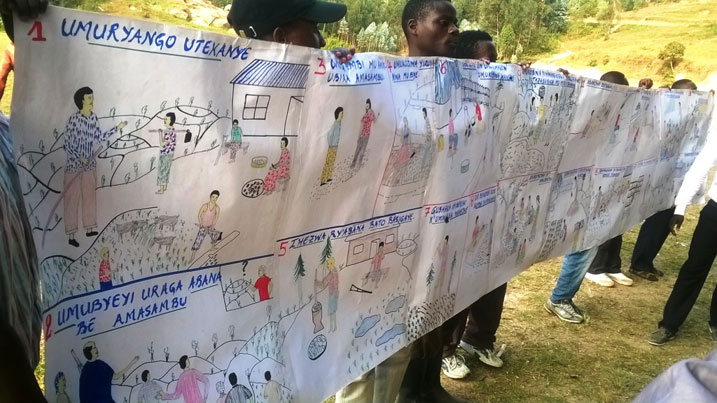 Aba bo batanze ubutumwa bukangurira abaturage kwirinda amakimbirane ashingiye ku butaka babinyujije mu bihangano bashushanyije.