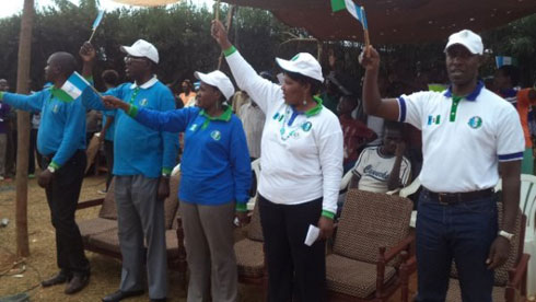 Bamwe mu bayobozi b'ishyaka PSD bari bitabiriye kuryamamaza mu karere ka Bugesera.
