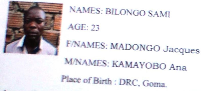 Bilingo Sami wari kumwe na Komanda Musanganya ubafatirwa ku butaka bwo mu Rwanda.