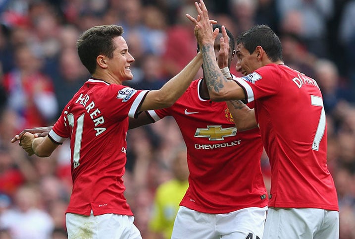 Di Maria yishimana na bagenzi be banamushimira nk'umukinnyi witanze.