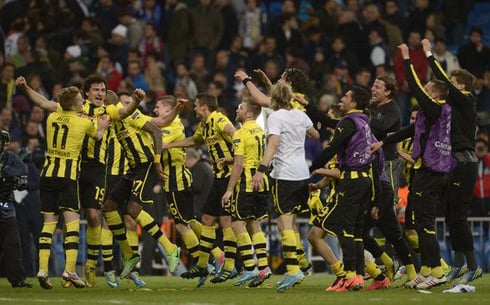 Ibyishimo byari byinshi ku ikipe ya Dortumond nyuma yo gusezerera Real Madrid. 