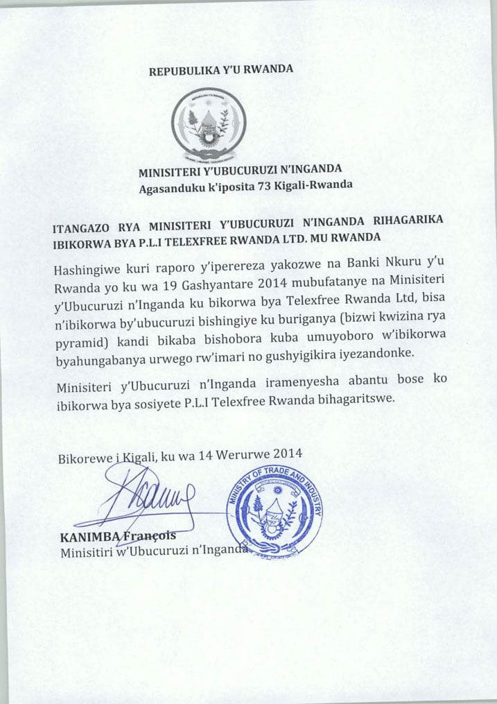 Itangazo MINICOM yashyize ahagaragara rivuga ko leta y