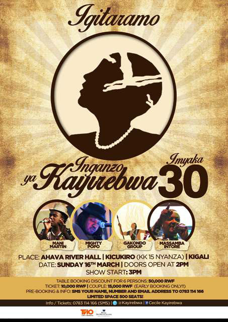 Affiche yamamaza igitaramo cya Cecile Kayirebwa.