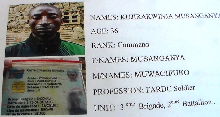 Komanda Kujirakwinja Musanganya Jean Pierre wafatiwe mu Rwanda n'ibyangombwa bye.