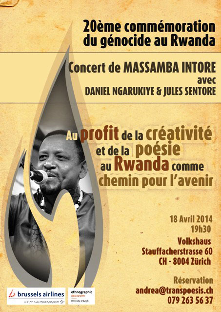 Itangazo rimenyekanisha igitaramo cyo kwibuka mu Busuwisi.
