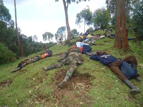 Bamwe mu barwanyi ba M23 bahunganye na Runiga mu Rwanda.
