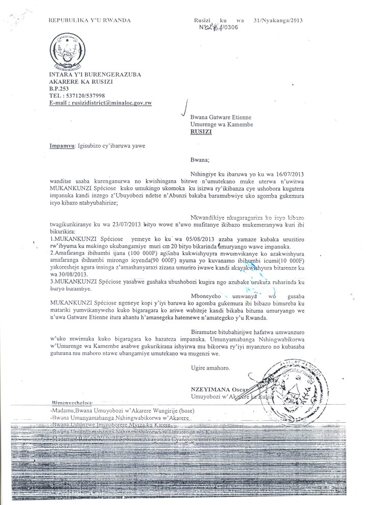 Mukankunzi Speciose asabwa gukemura ibibazo yateje.