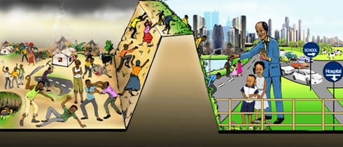 Depite Bamporiki yakoze ishusho igaragaza urukuta rutandukanya amateka mabi u Rwanda rwanyuzemo, n'ameza rugezemo (ngo unyerera azamuka aba asubira inyuma…).