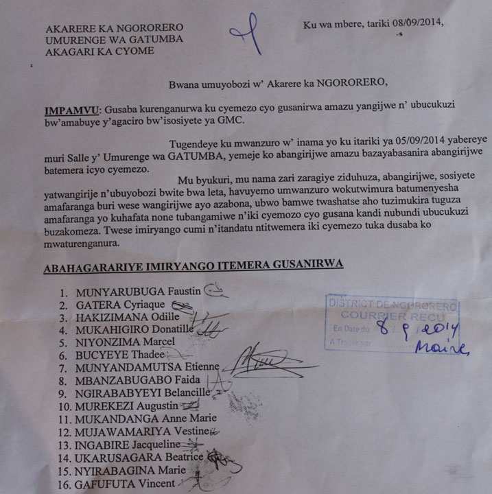 Nubwo akarere kavuga ko bumvikanye n'abaturage kubasanira, bose banditse ibaruwa isaba kurenganurwa.