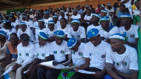 Urubyiruko rw'ishyaka PSD mu karere ka Gicumbi rwitabiriye kwamamaza abakandida-depite b'iryo shyaka.
