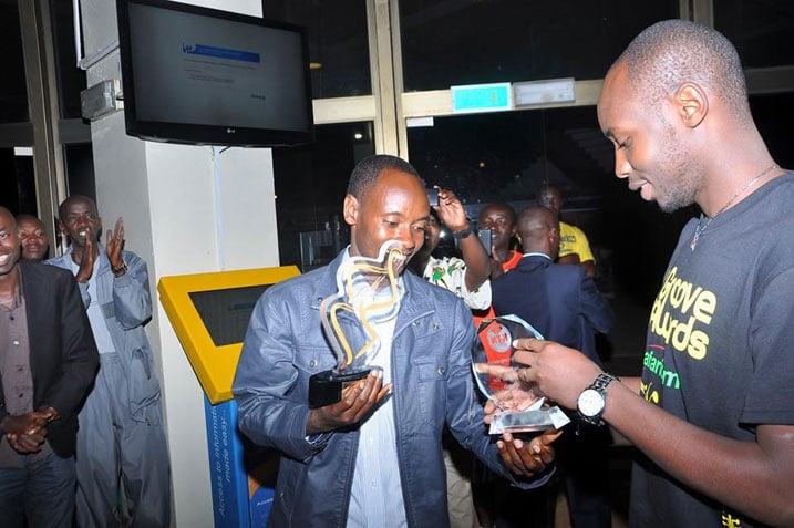 Patrick Kanyamibwa muri Groove Awards y'umwaka washize wa 2013.