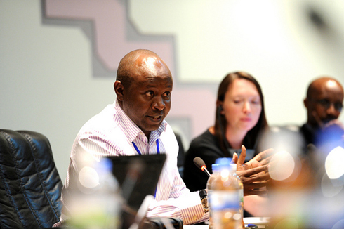 Ibitangazamakuru mpuzamahanga byitabiriye ikiganiro na perezida. Iruhande rwa Shyaka Kanuma wandika muri Rwanda Focus hari Jenny Clover ukorera ibiro ntaramakuru Reuters.