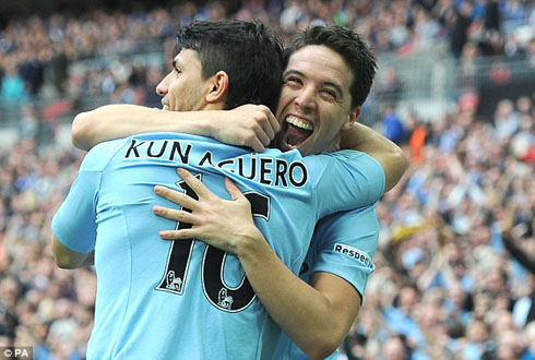 Samir Nasri na Sergio Aguero nibo batsinze ibitego bya Manchester City.