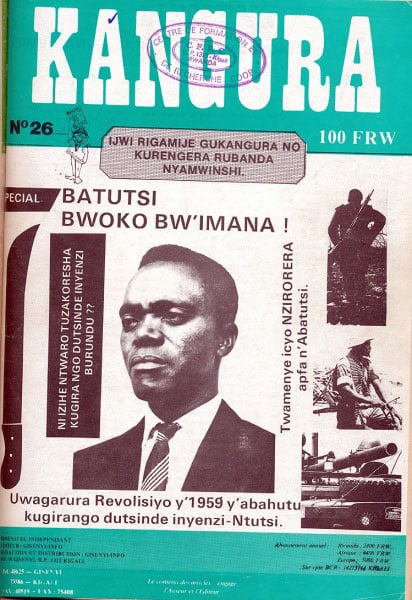 Zimwe mu nyandiko zibiba urwango Ngeze yasohoraga mu kinyamakuru Kangura.