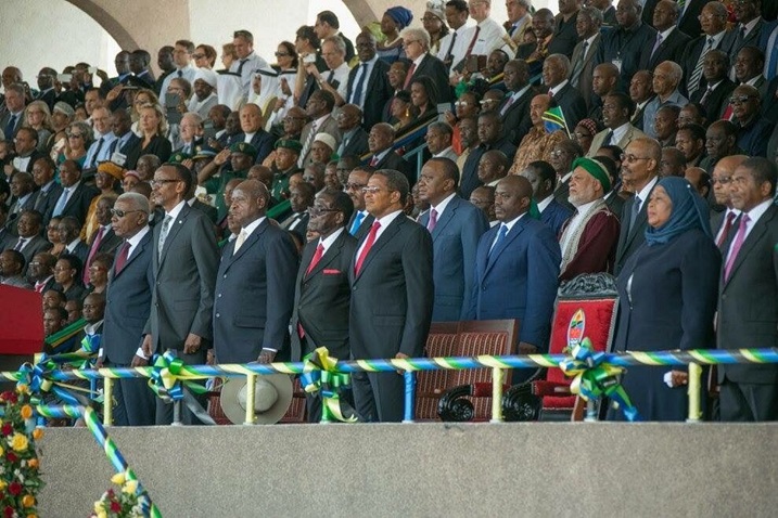 Perezida Kagame yari yitabiriye umuhango wo gushyigikira Perezida mushya wa Tanzania.