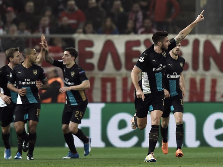 Arsenal ifashijwe na Olivier Giroud yasezereye Olympiakos