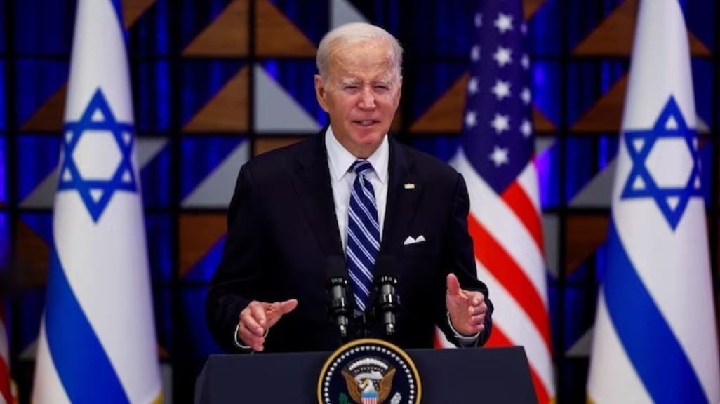 Perezida wa Leta Zunze Ubumwe za Amerika, Joe Biden, ageza ijambo ku bitabiriye uruzinduko rwe muri Israel