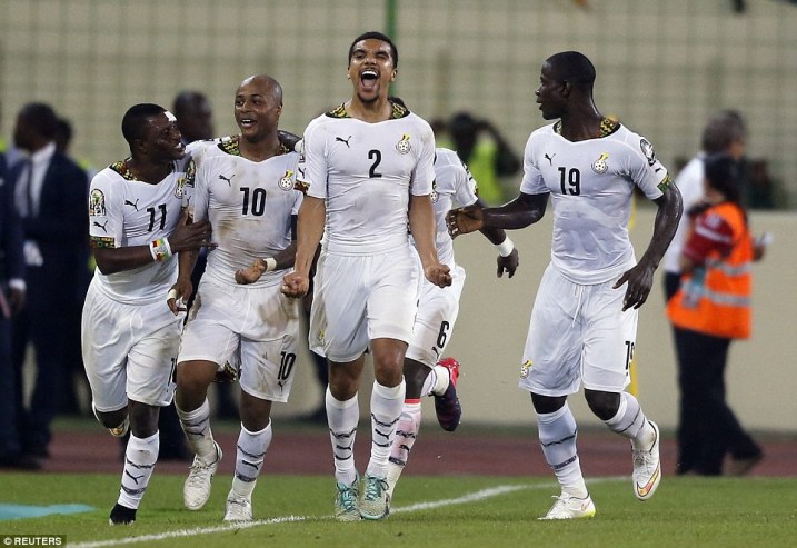 Abakinnyi ba Ghana bishimira intsinzi
