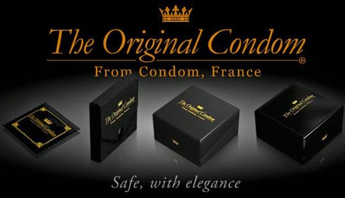 Ikirangantego cya The Original Condom Company kigaragaza ko ikorera mu Bufaransa.
