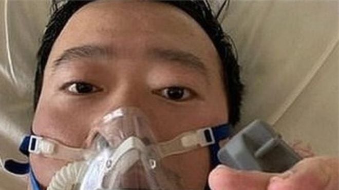 Ifoto ya Dr. Li Wenliang, ubwo yari akirwariye mu bitaro (Ifoto:Internet)