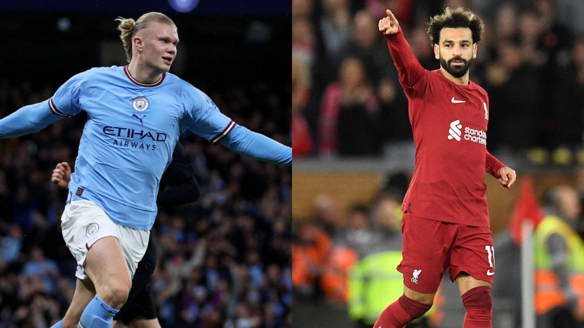 Erling Haaland utari watsinda igitego Liverpool na Mohamed Salah umaze gutsinda Man City ibitego 11 mu mikino 19 ni bamwe mu bakinnyi bitezwe muri uyu mukino