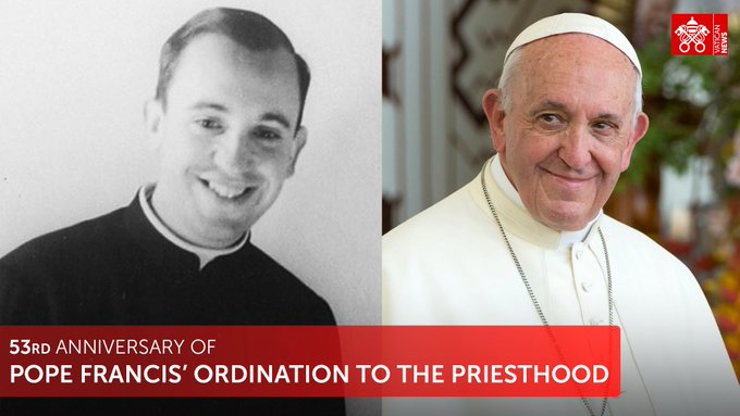Papa Francisco yizihije imyaka 53 ahawe Ubupadiri