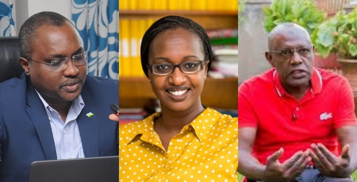 Uhereye ibumoso, Dr.Jean Chrysostome Ngabitsinze, wagizwe Umunyamabanga wa Leta muri MINAGRI, Bakuramutsa Feza Urujeni wagizwe Umuyobozi w'Ibiro bya Nyakubahwa Perezida wa Repubulika na Abbas Mukama wagizwe umuvunyi wungirije