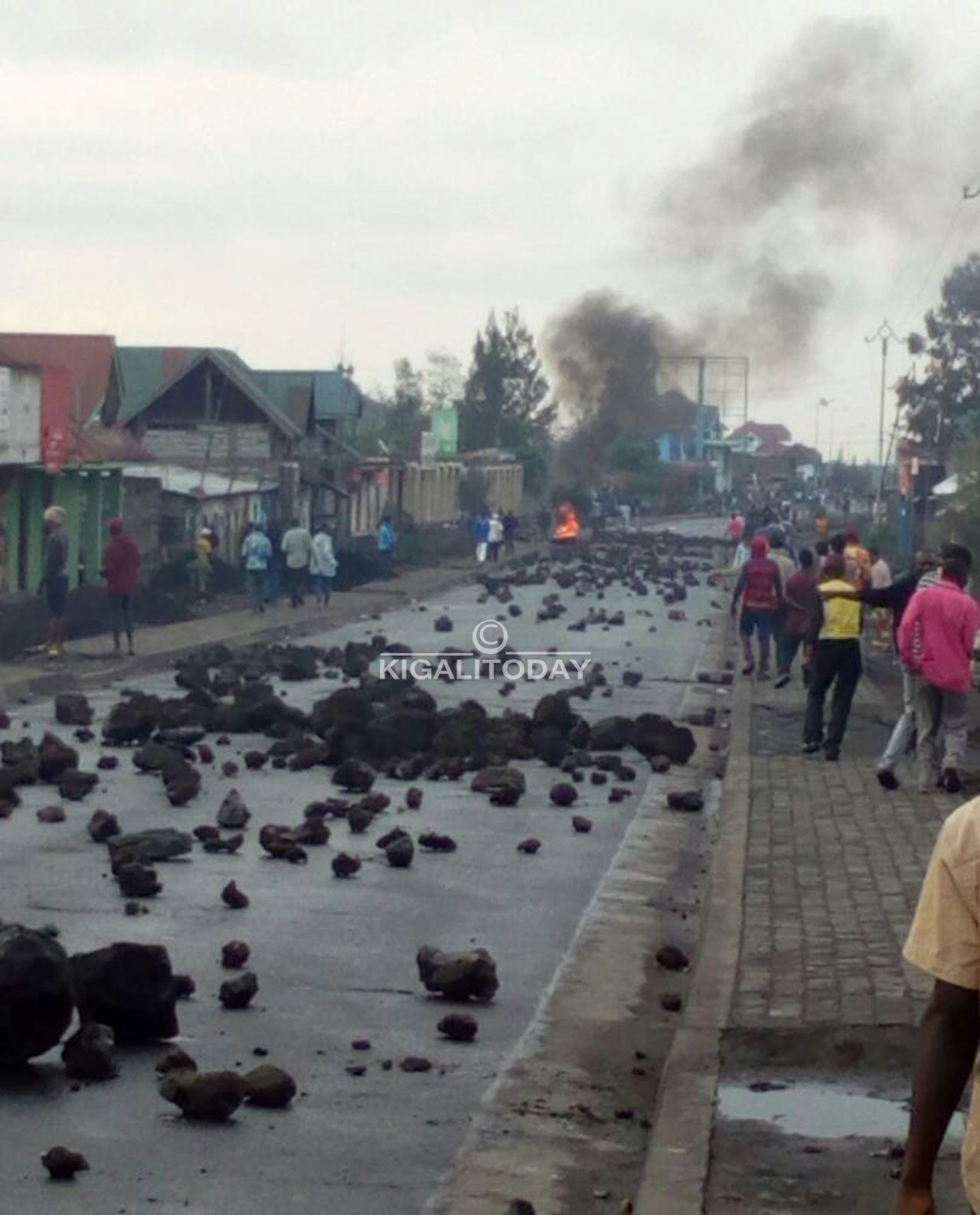 Mu Mujyi wa Goma bari gutwika ndetse n'imihanda yuzuyemo amabuye