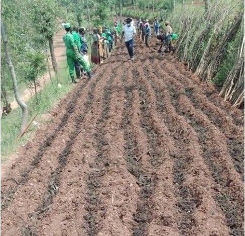 John Hakuzimana ukora muri RAB yerekereye abahinzi uko bashobora gutera batarinze gucukura akobo ku kandi