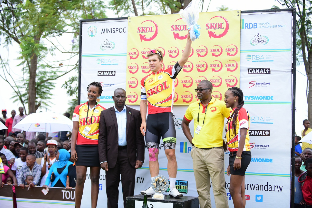 Guillaume Boivin nyuma yo kwegukana agace ka mbere ka Tour du Rwanda muri 2016