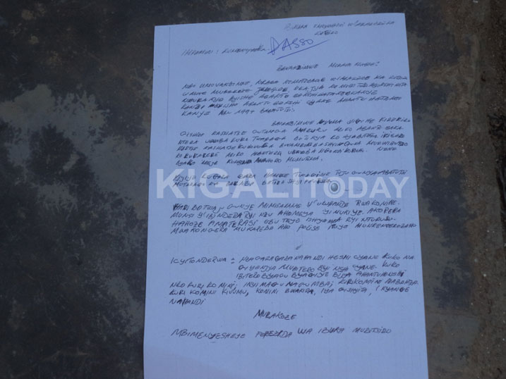 Ibaruwa umuntu utarivuze amazina yandikiye Akarere ka Rutsiro aranga aho bashyize mibiri y
