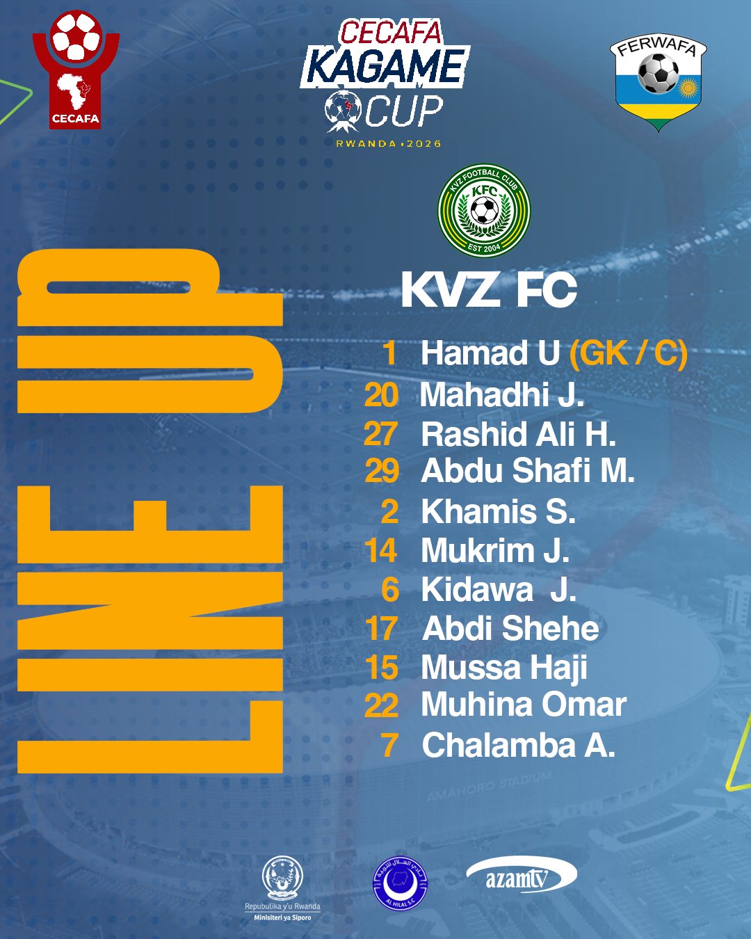 Abakinnyi KVZ FC yabanje mu kibuga 
