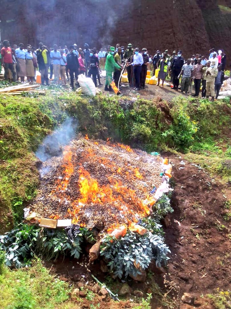Ibiyobyabwenge byafashwe byatwikiwe imbere y'urubyiruko ibindi biramenwa mu rwego rwo kubereka ububi bwabyo