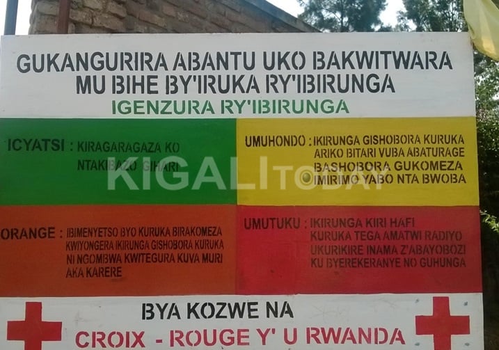 Ibyapa bimenyesha abaturage uko imirukire y'ibirunga ihagaze mu karere ka Rubavu.
