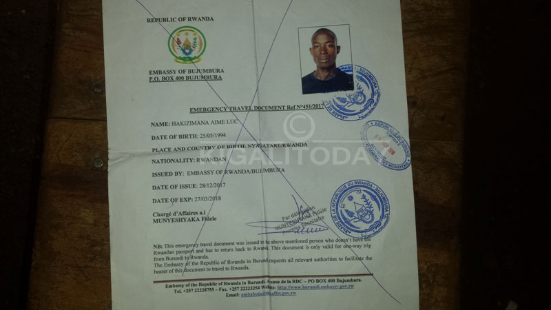 Icyangombwa cyamuzanye mu Rwanda ku mupaka cyaciwemo umurongo