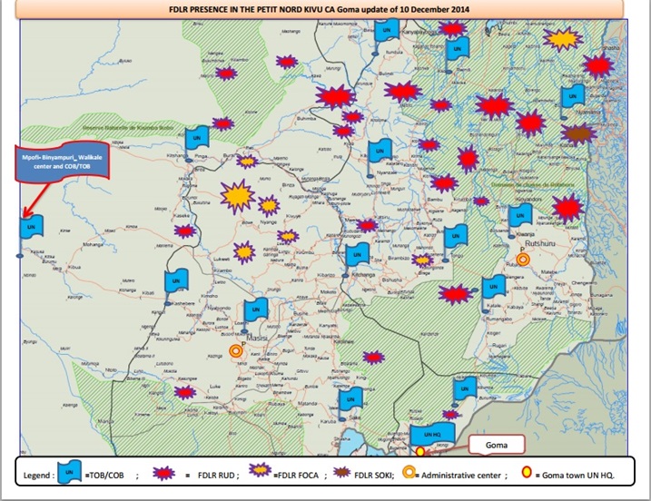 ikarita igaragaza ahari abarwanyi ba FDLR bagomba kuraswa.