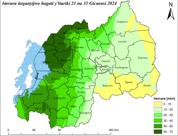 Ikarita igaragaza uko imvura iteganyijwe