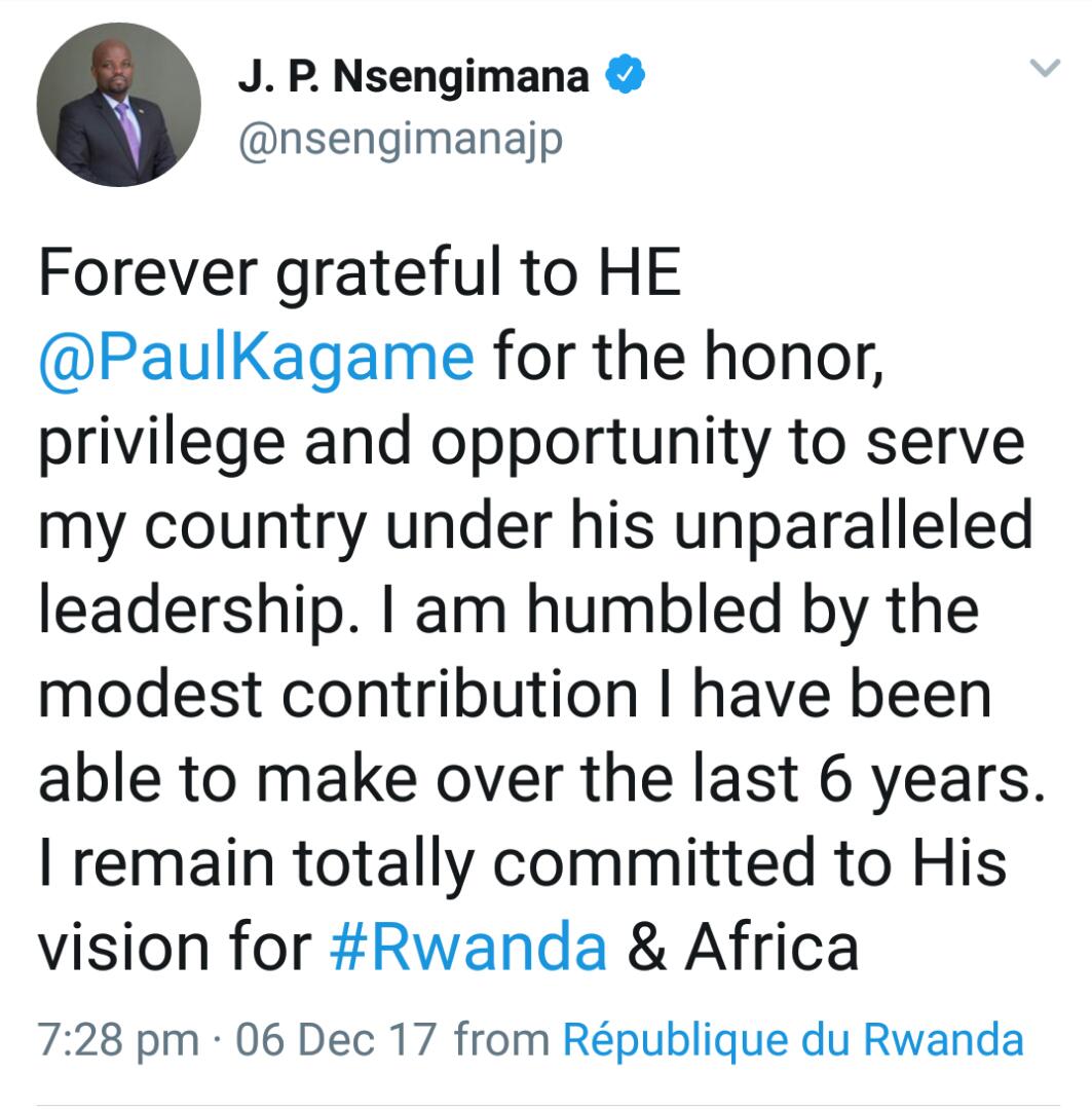 Nsengimana Jean Philbert ashimira Perezida Kagame ku cyizere yamugiriye bagakorana