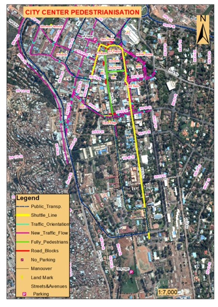 Uko igishushanyo cyo guharira umuhanda abagenzi muri Kigali kifashe.