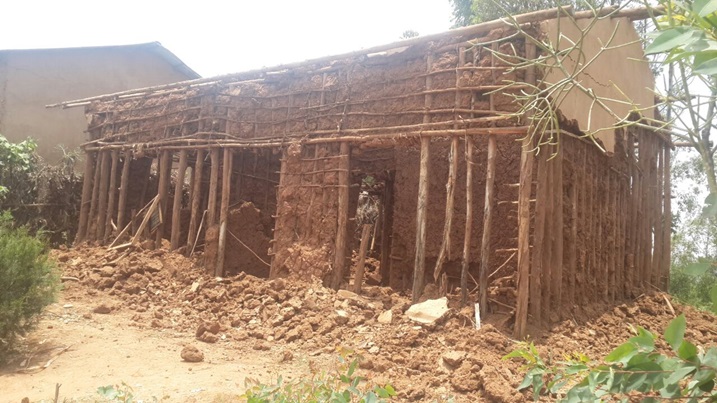 Iyo ni inzu y'uwarokotse Jenoside iherereye mu karere ka Rulindo, abanyamuryango ba GAERG na AERG barayivugurura.