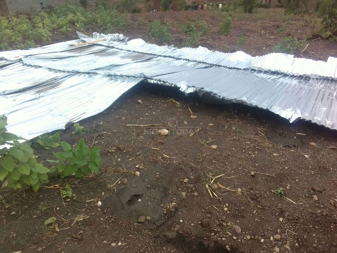 Mu Bugesera imvura ivanze n'umuyaga yatwaye ibisenge by'inzu 