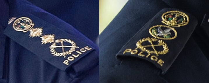 Iri ni ipeti ry'Umukuru wa Polisi y'u Rwanda (ibumoso n'iryo yambaraga akitwa IGP naho iburyo ni irishya ryahinduriwe inyito akaba kuri ubu yitwa CGP).