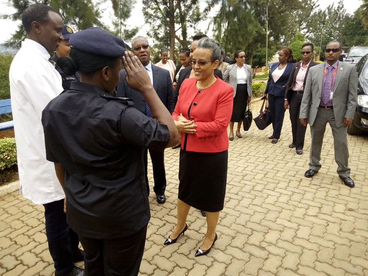 Madame Romane Tesfaye ubwo yakirwaga muri Isange One Stop Center 