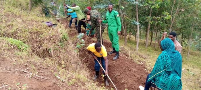 Ubukangurambaga ku kurwanya isuri bwabimburiwe no gusibura imirwanyasuri mu Kagari ka Nyange mu Murenge wa Kibeho